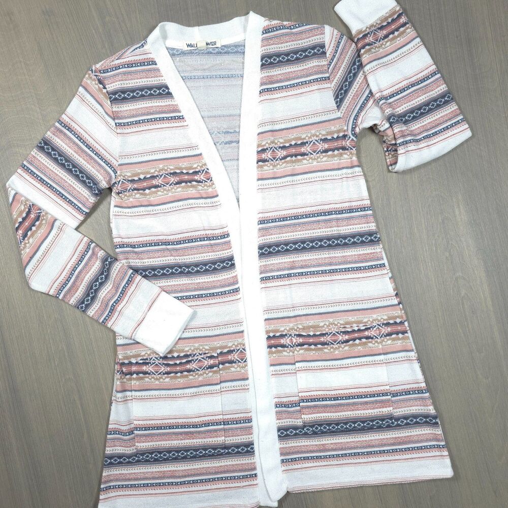 Wallflower Boho Striped Cardigan Sweater Medium